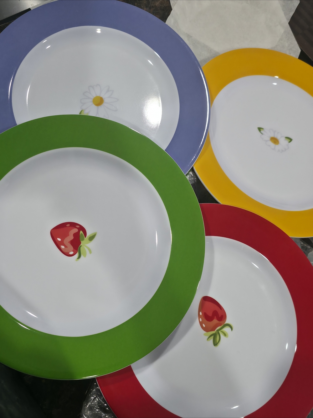 [NEW] Colorful Fruit & Daisy Rimmed Dinner Plates (Set of 4 x 2set, 8plates)